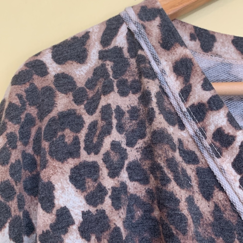 Ella Blue Leopard Relaxed Fit Loungewear Comfy Kimono One Piece Romper Shorts S - Picture 13 of 17